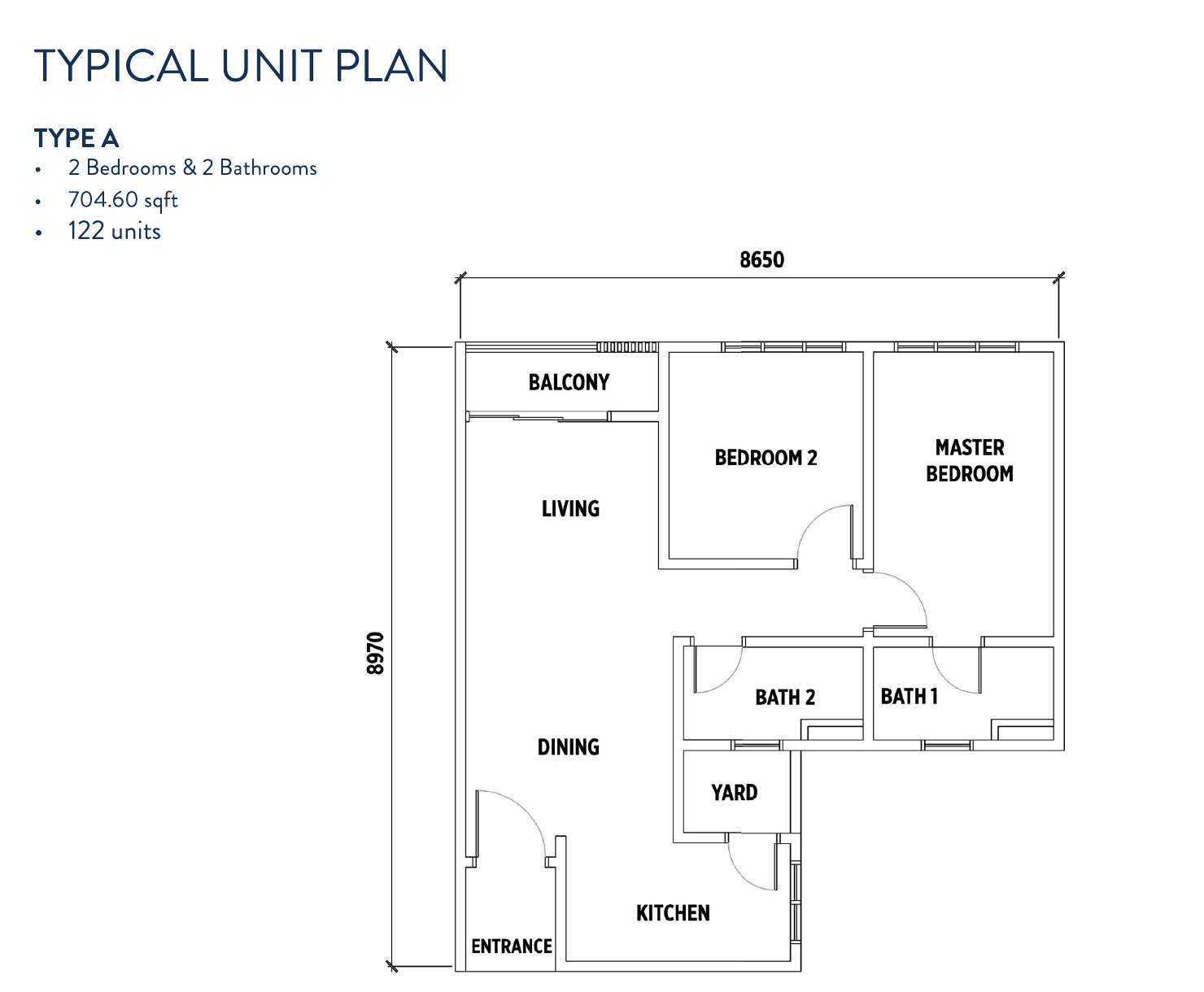 Ariela Residences A 户型图，2房