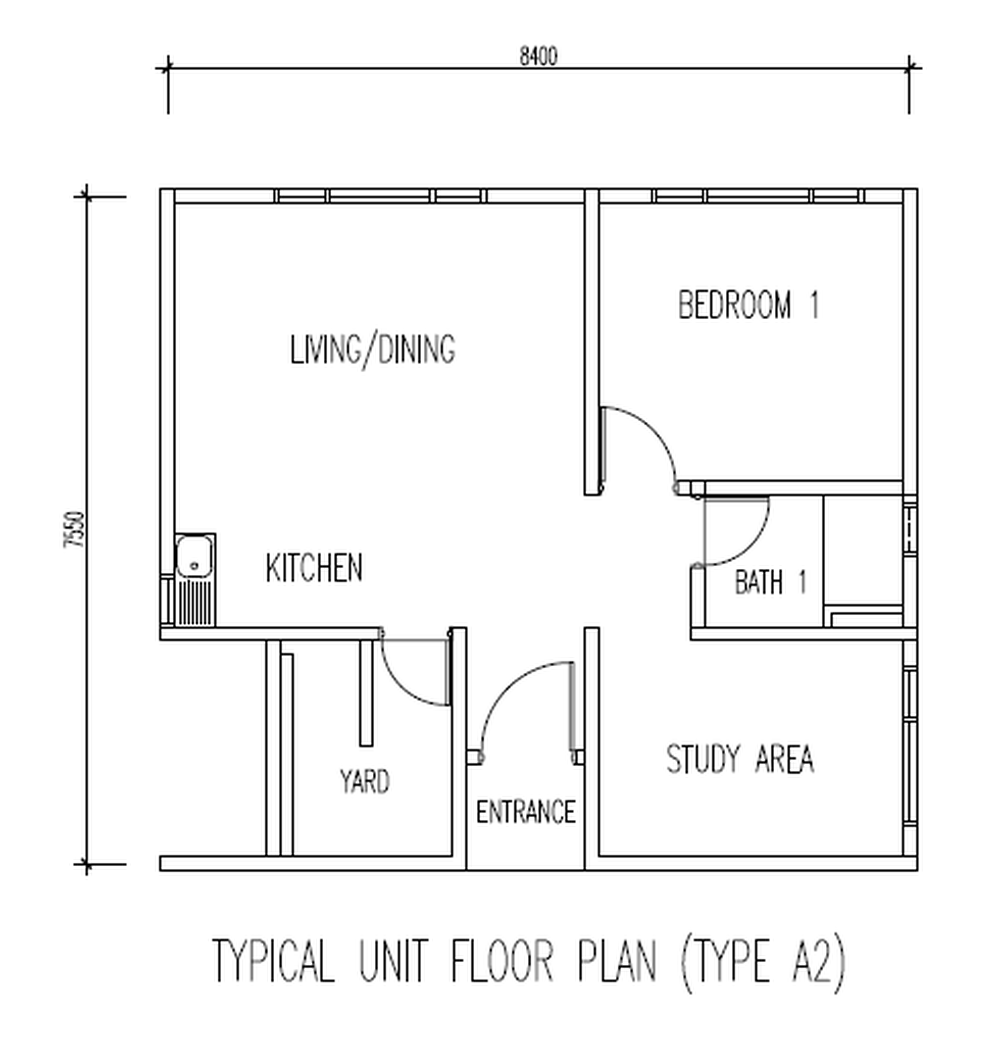 DAYA1 Residences A2 户型图，1房