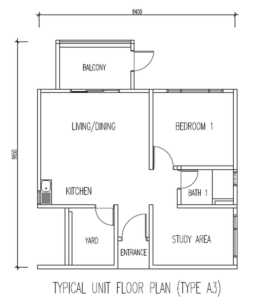 DAYA1 Residences A3 户型图，1房