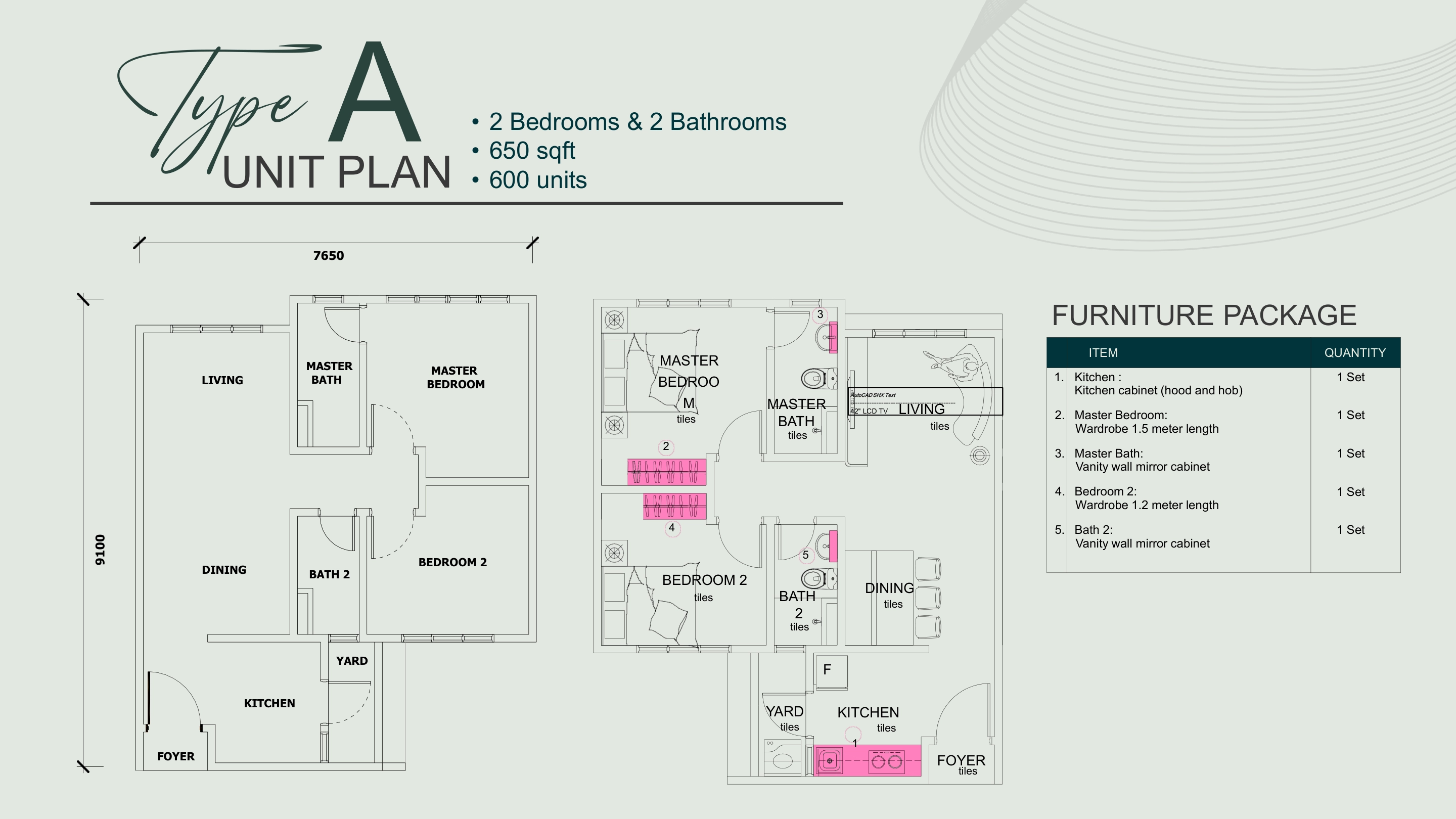 Permas Heights @ Water Front A 户型图，2房