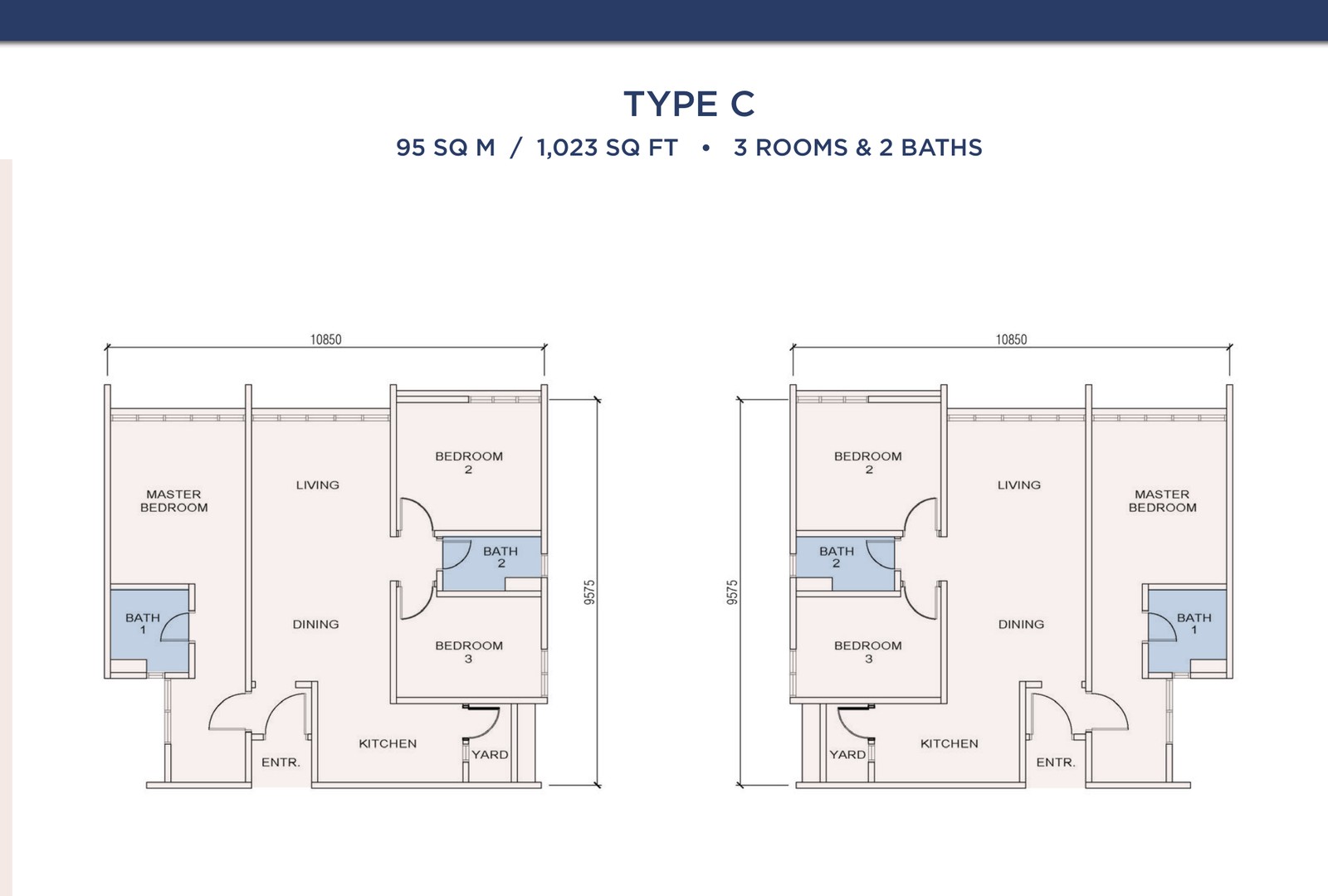 Veranda Residences Phase 2 C 户型图，3房